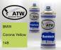 Preview: BMW, Corona Yellow, 148: 400ml Sprühdose + 400ml Klarlack - Set, von ATW Autoteile West.